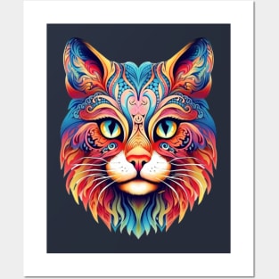 Cat  Mandala Animal Ilustration Posters and Art